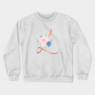 Letter L Rose Gold and Watercolor Blush Pink and Navy Crewneck Sweatshirt